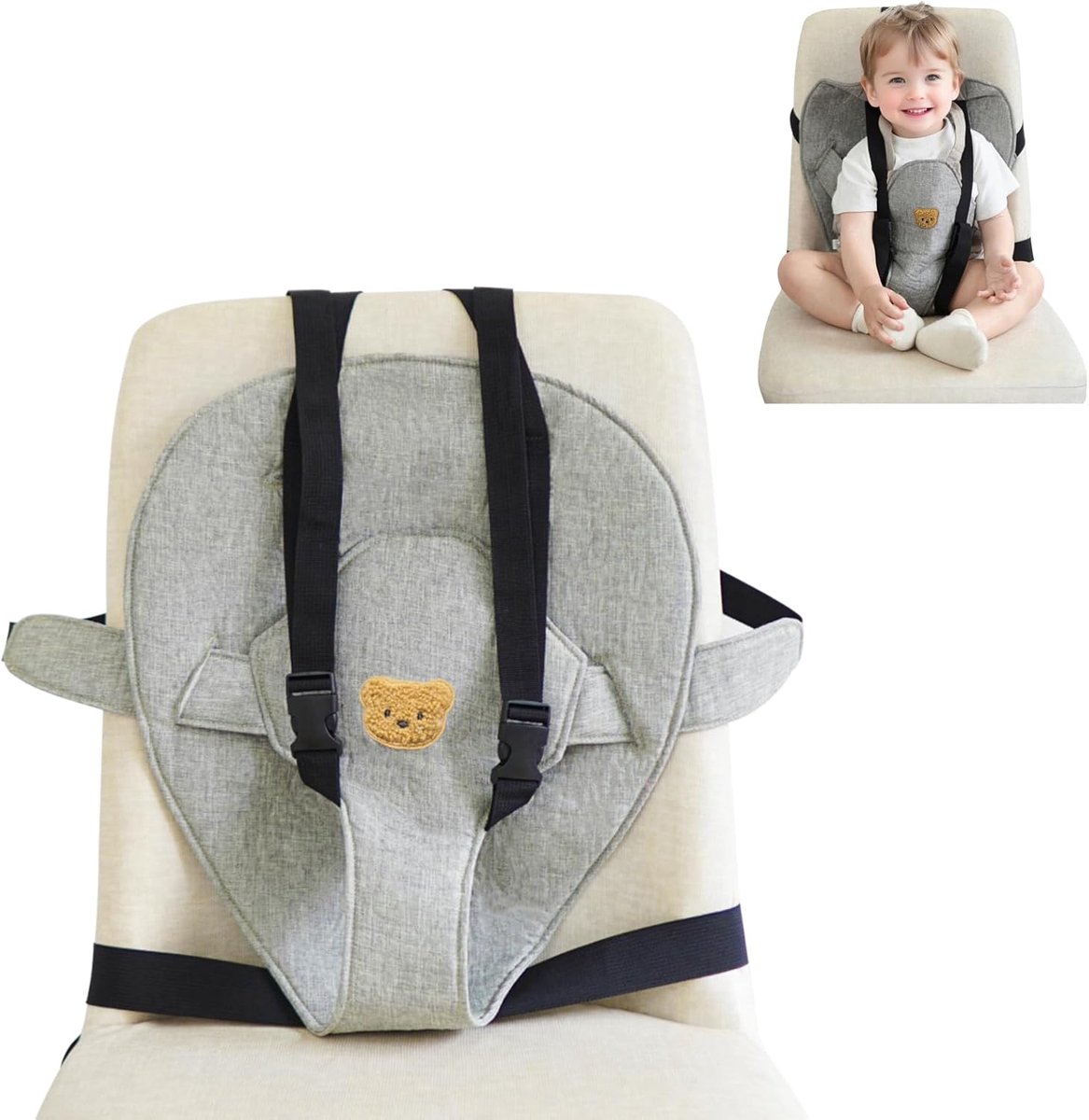 SnelShoppen - Baby Essential Harness Seat Travel Portable High Chair - Verstelbare Veiligheidsriem, Geschikt voor 6+ Maanden, Ideaal voor Thuis en Op