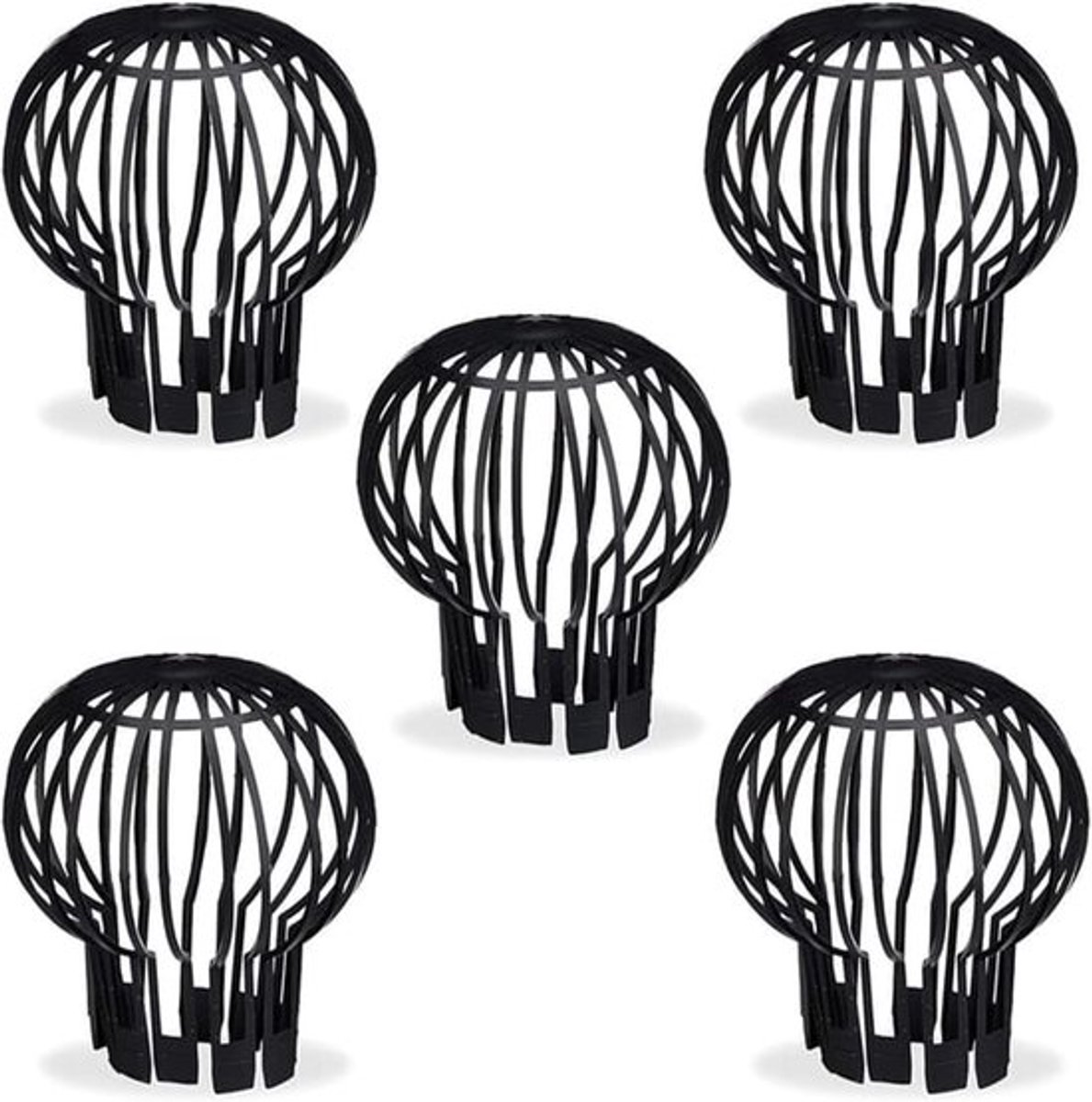 Een set van 5 afvoerfilters voorkomt dat bladeren, mos en ander vuil de afvoer verstoppen. Het afvoerfilter is voorzien van een verstoppingsbestendig, rond gaasdeksel.