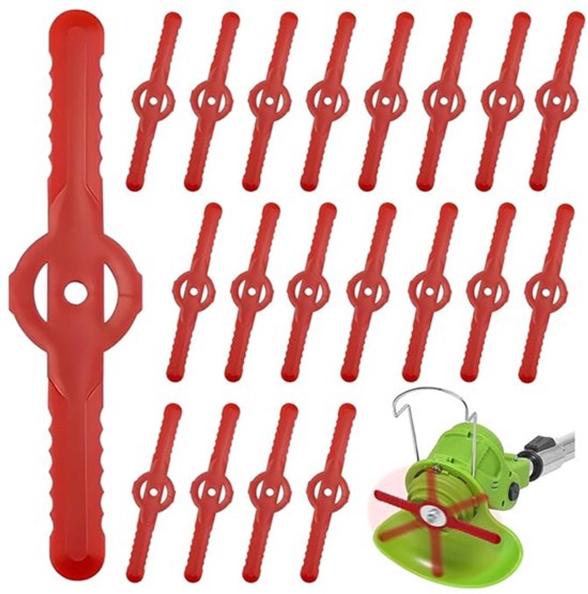 20 stuk grasmaaier messen vervanging - plastic messen voor grasmaaier - grasmaaier/bosmaaier mes vervanging - getande grasmaaier universele grasmaaier - rood