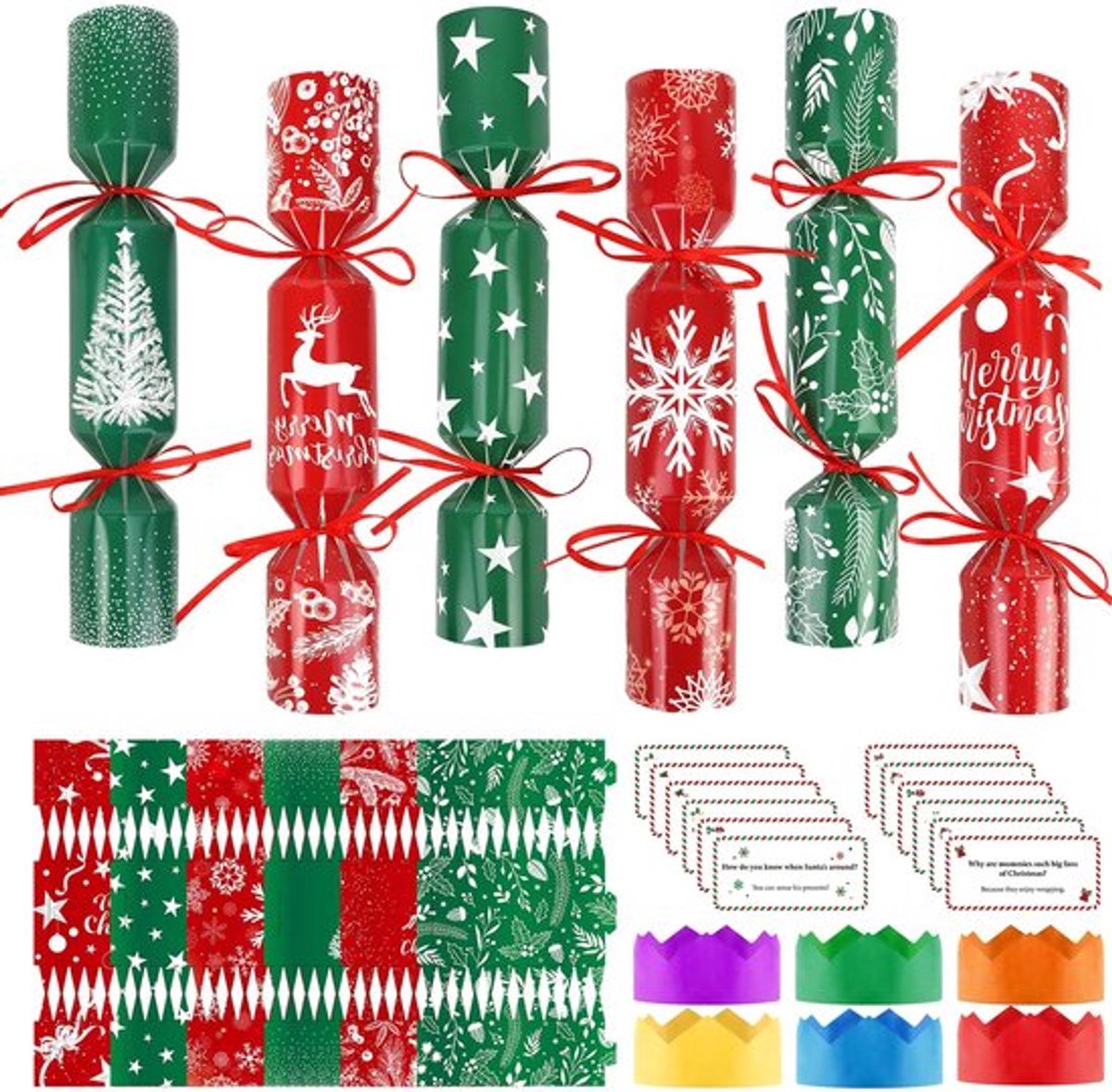Kerstgeschenkdozen 12 stuks - Cadeauverpakking - Geschenkdoos - Accessoires voor kerstfeesten - Zelf te monteren - Rode/groene kleur