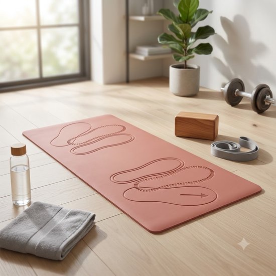 Roze Pilates mat fitness mat unisex antislip squat mat 0,6 cm dik voor yoga pilates squats lunges bilspier oefeningen thuis gym geweven oefenmat compact trainings mat functionele fitness apparatuur — afbeelding 5