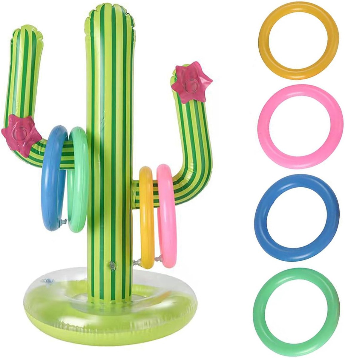 Falafoty Opblaasbaar cactus-ringwerpspel, 7 stuks, opblaasbare cactus, werpspel, feestrekwisieten, cactuskleur - ShopVlot