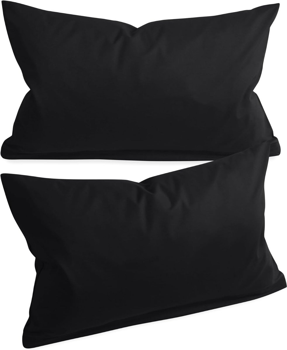 npluseins Eenkleurige kussenslopen in dubbelpak en discreet design 1154.1498, ca. 30 x 50 cm, zwart - ShopVlot