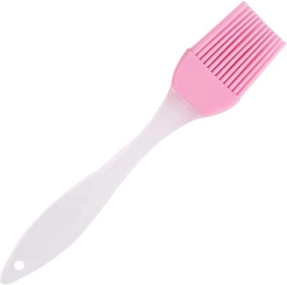 SnelShoppen - Silicone Bakkwast - Keukenaccessoire - Hoogwaardig Silicone - Temperatuurbestendig - Transparant/Pink - Perfect voor Bakken en Grillen -