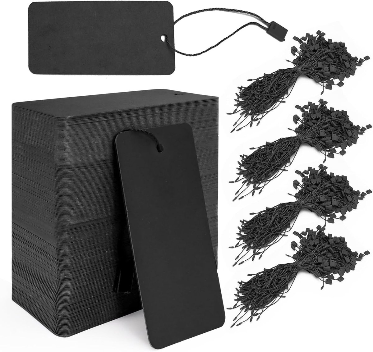 400 Stuks Zwarte Cadeaulabels met Touw, Lege Kraft Papieren Hangtags voor Kleding, Verkoop en Creatieve Projecten