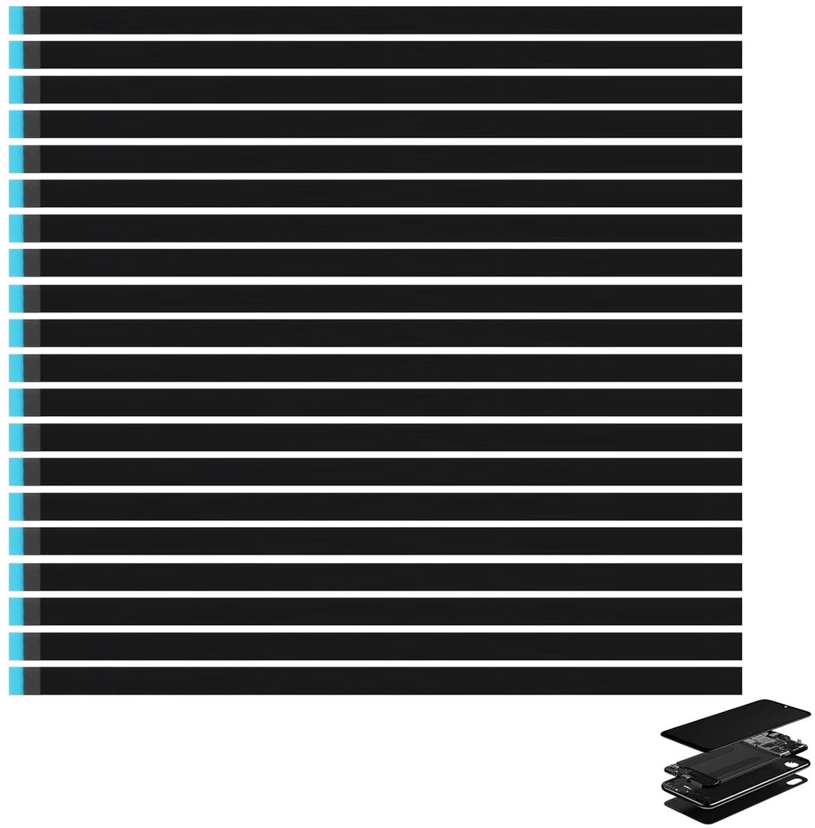 20 Stuks Dubbelzijdige Stretchy Lijmtape voor LCD Schermreparatie, 200 x 8 x 0,5 mm, Ideaal voor Losse Displays en Laptop Schermen