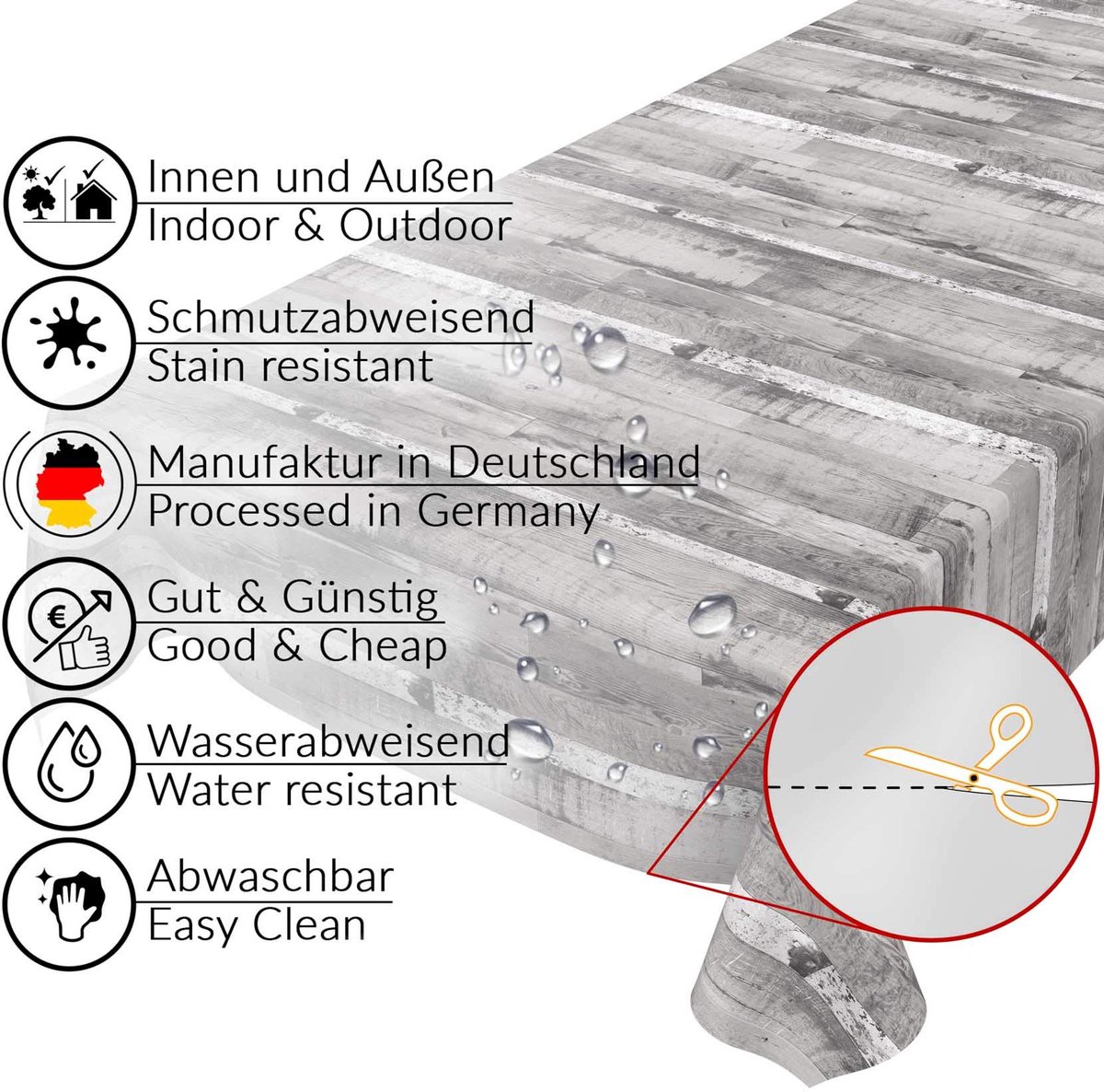 SnelShoppen - Afwasbaar tafelzeil voor binnen en buiten, waterdicht, multifunctioneel, 140x200 cm, in diverse kleuren, ideaal voor tuin, camping, fees
