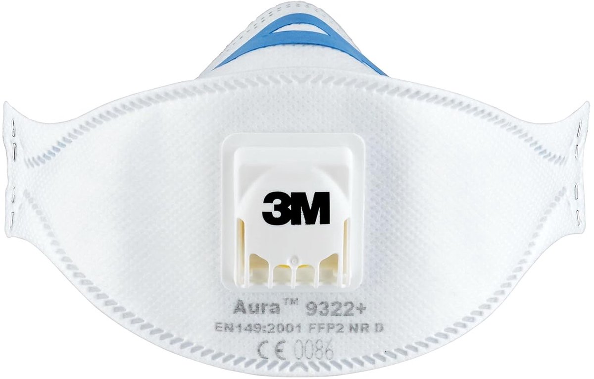 3M 9322 Set van 2 opvouwbare filtermaskers met ventiel tegen irriterende deeltjes - ShopVlot