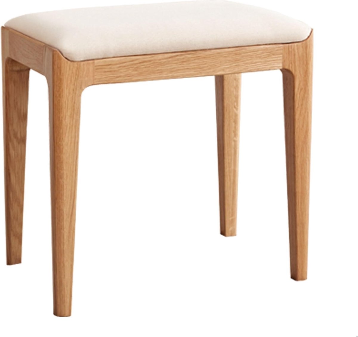 Kaptafelkruk van massief essenhout, gemonteerd geleverd, kaptafelstoel, moderne stijl, voor slaapkamer, kaptafel, 43 x 30 x 42 cm, natuurlijk essenhout