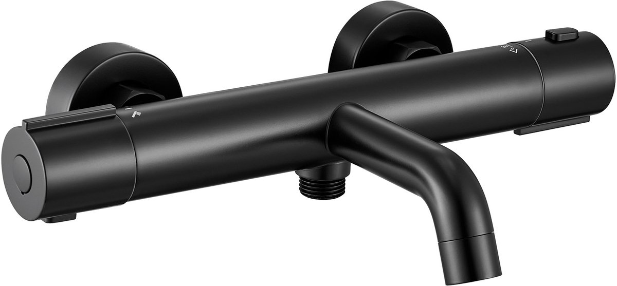 Auralum Max Thermostatische Badkraan - Hartafstand 15 cm - Waterbesparend - Inclusief koppelingen - Met CoolTouch technologie - Universal - Zwart