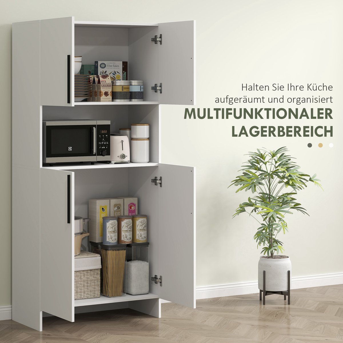 Keukenskast, voorraadkast voor keuken, woonkamer, eetkamer, kasten, planken, magnetronplank, spaanplaat, wit — cadeau in Cadeau-ideeën - foto 6