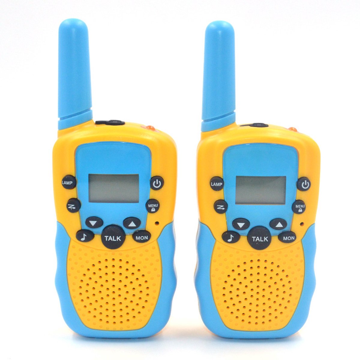 Walkie Talkie voor Kinderen T-388 - Set van 2 - Bereik tot 3 km - 8 Kanalen - Met Zaklamp & Ruisonderdrukking - Speelgoed voor Buiten - Blauw/geel