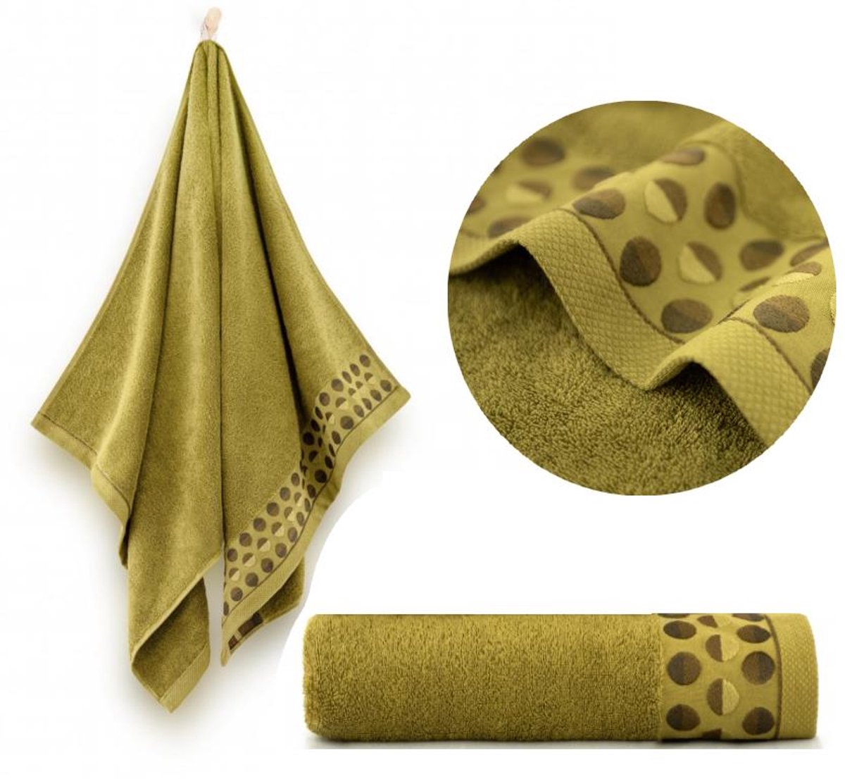 KONEY - Badhanddoek - Zen2 - 50 x 90 cm - Olijfgroen - 450 g/m²