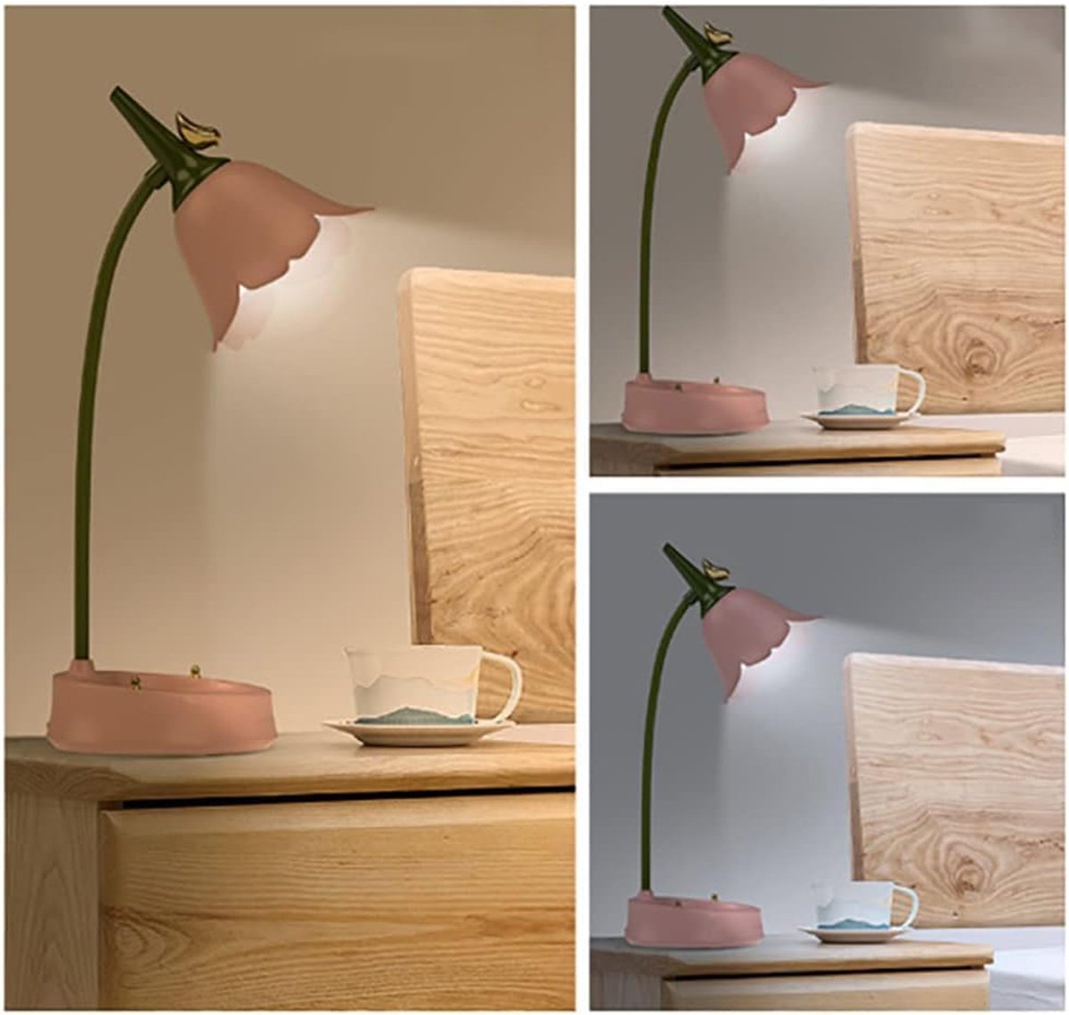 LED-Bureaulamp In De Vorm Van Een Bloem - Draadloze Tafellamp - Bureaulamp Voor Kinderen - Tafellamp Met 3 Kleurstanden En Dimfunctie — cadeau in Wonen & Interieur - foto 5