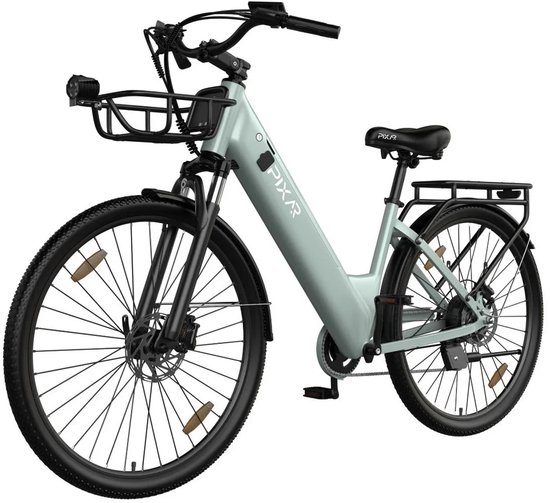 SmarAI C1 Pro Elektrische Stadsfiets 28 Inch - 250W Motor - 36V18Ah Accu - Extra Groot Bereik tot 120 km- Shimano 7 versnellingen - Verende Voorvork - Inclusief Fietsmand en Slot-Blauw — afbeelding 2