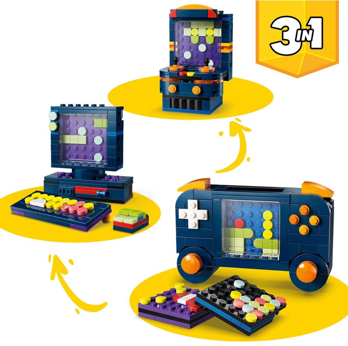 LEGO® Creator 3in1 Retro Spelcomputer Speelgoedmodel - Bouw Om tot Desktop of Speelautomaat - 31380 — afbeelding 24