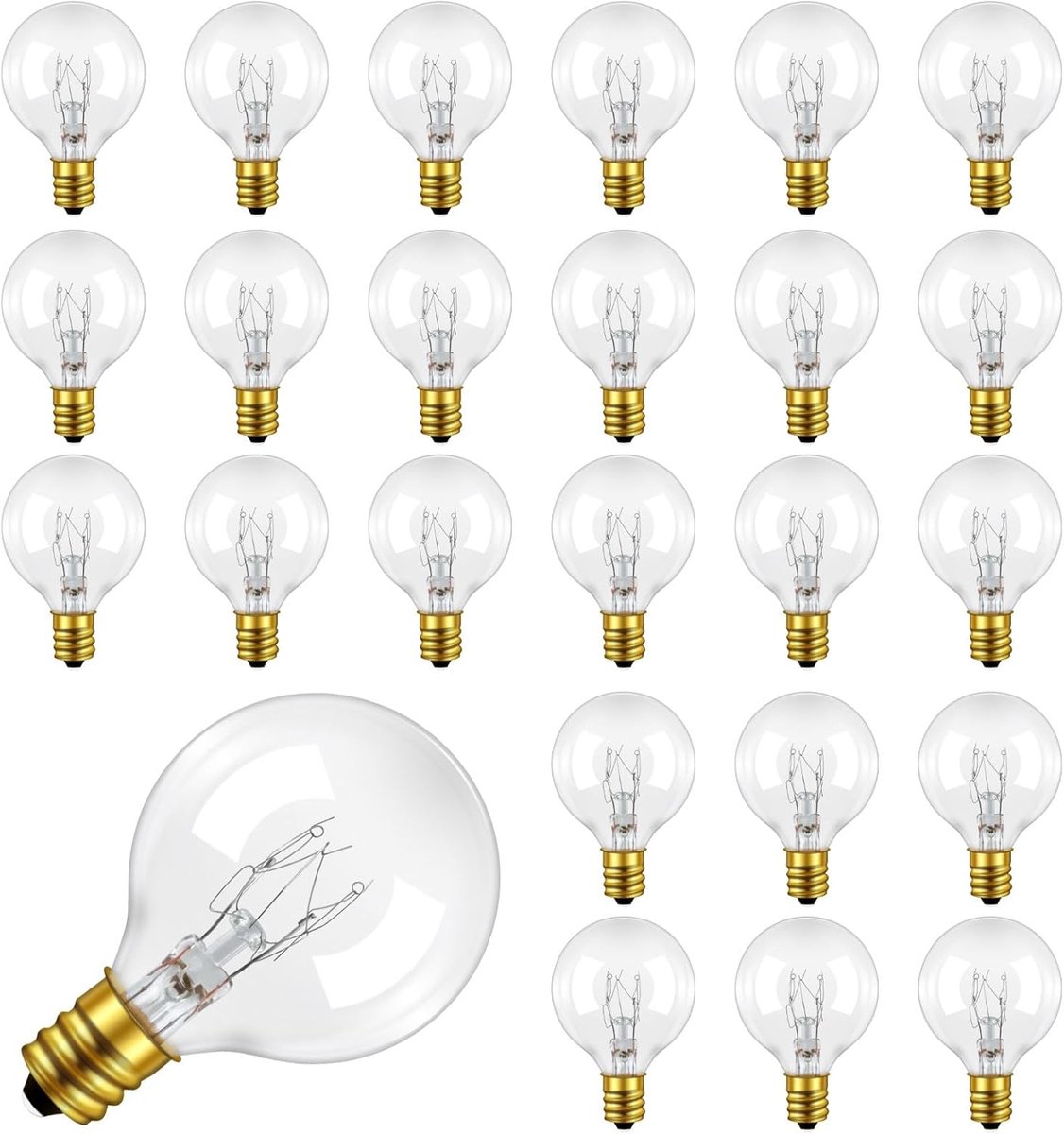 SnelShoppen - 25 stuks G40 Globe heldere gloeilampen E12 7W warm wit 2200K voor lichtkettingen, waterdicht IP44, decoratie voor bruiloft, camping en f
