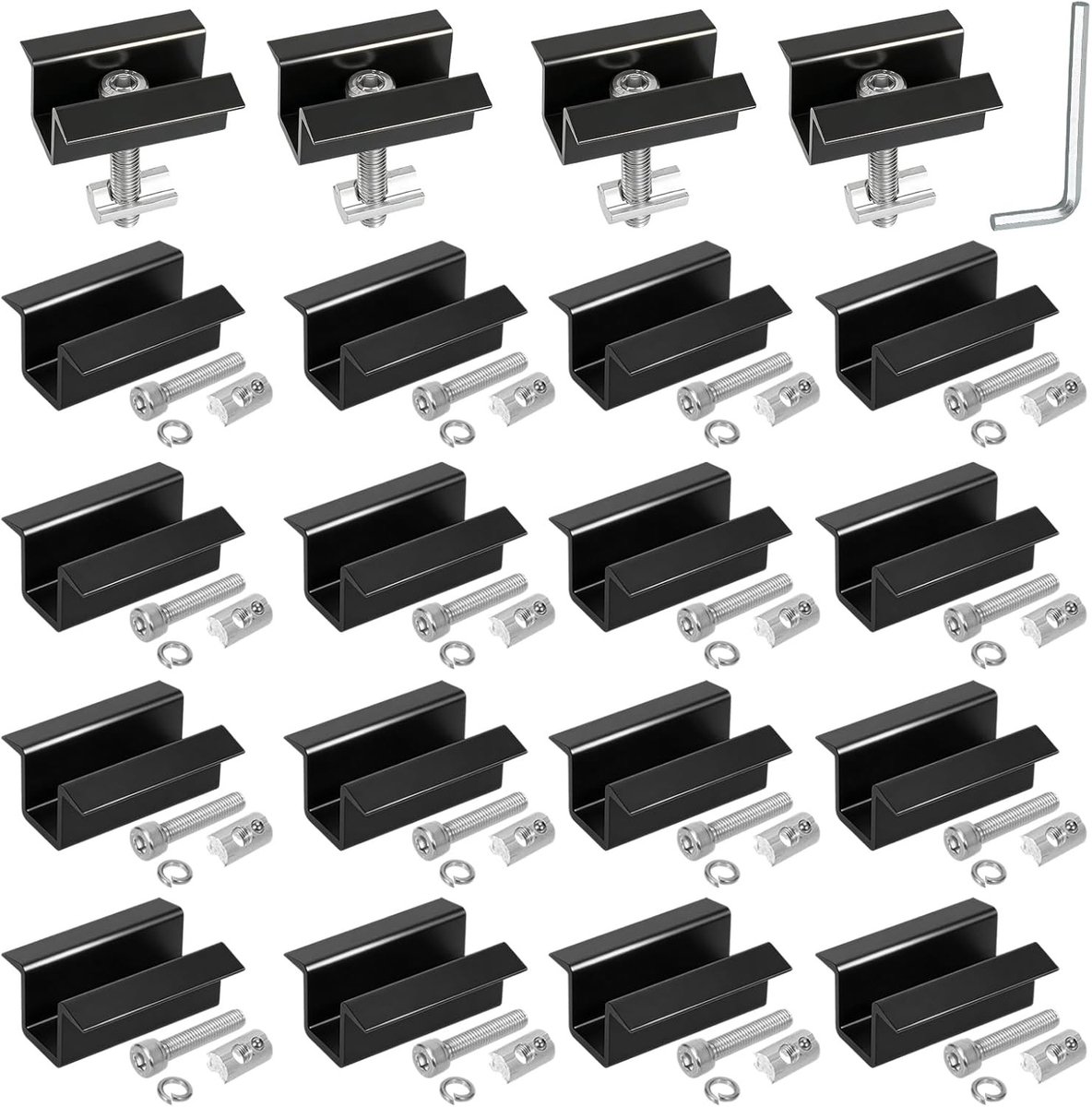 20 Stuks Aluminium Bevestigingsclips voor Zonnepanelen, Verstelbare Steunen voor Dikke Panelen 30-45mm, Geschikt voor Platte en Metalen Daken, Duurzaam en Betrouwbaar