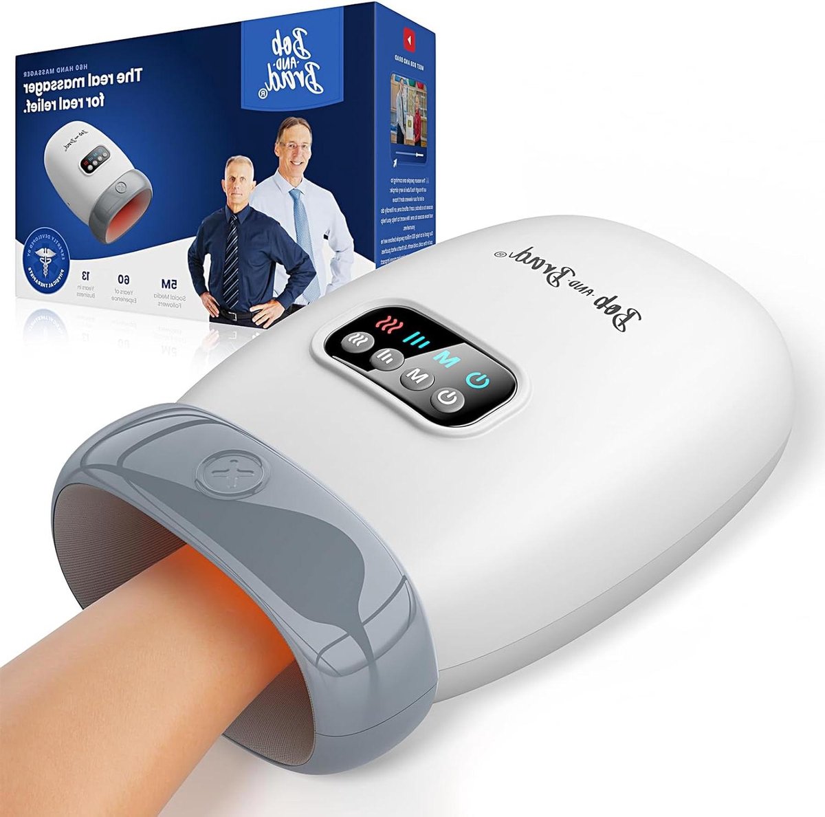 Handmassageapparaat met Verwarming - Draadloze Massager - Pols en Vingerpijn - Luchtdruk Compressie - 25 x 16 x 9.2 cm