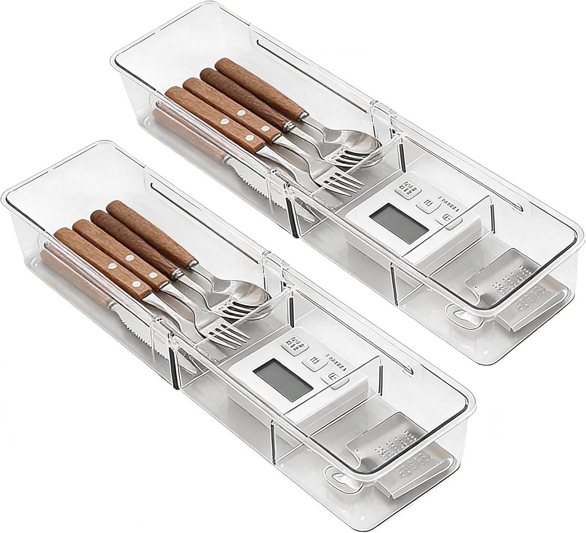 Uitbreidbare Besteklade Organizer voor Keuken en Kantoor - Plastic Opbergdoos voor Keukengerei en Tafelgerei met Compartimenten