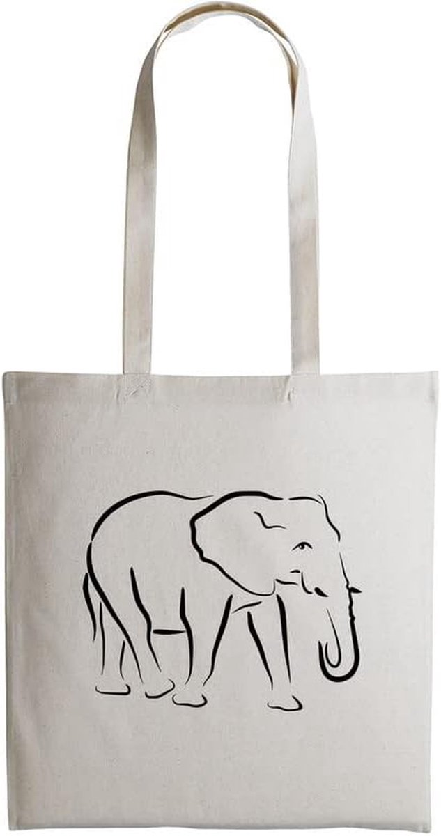 Olifant Tas - Tote Bag - Boodschappen Dragen - Lange Handgrepen - 38 x 42 cm - Zand