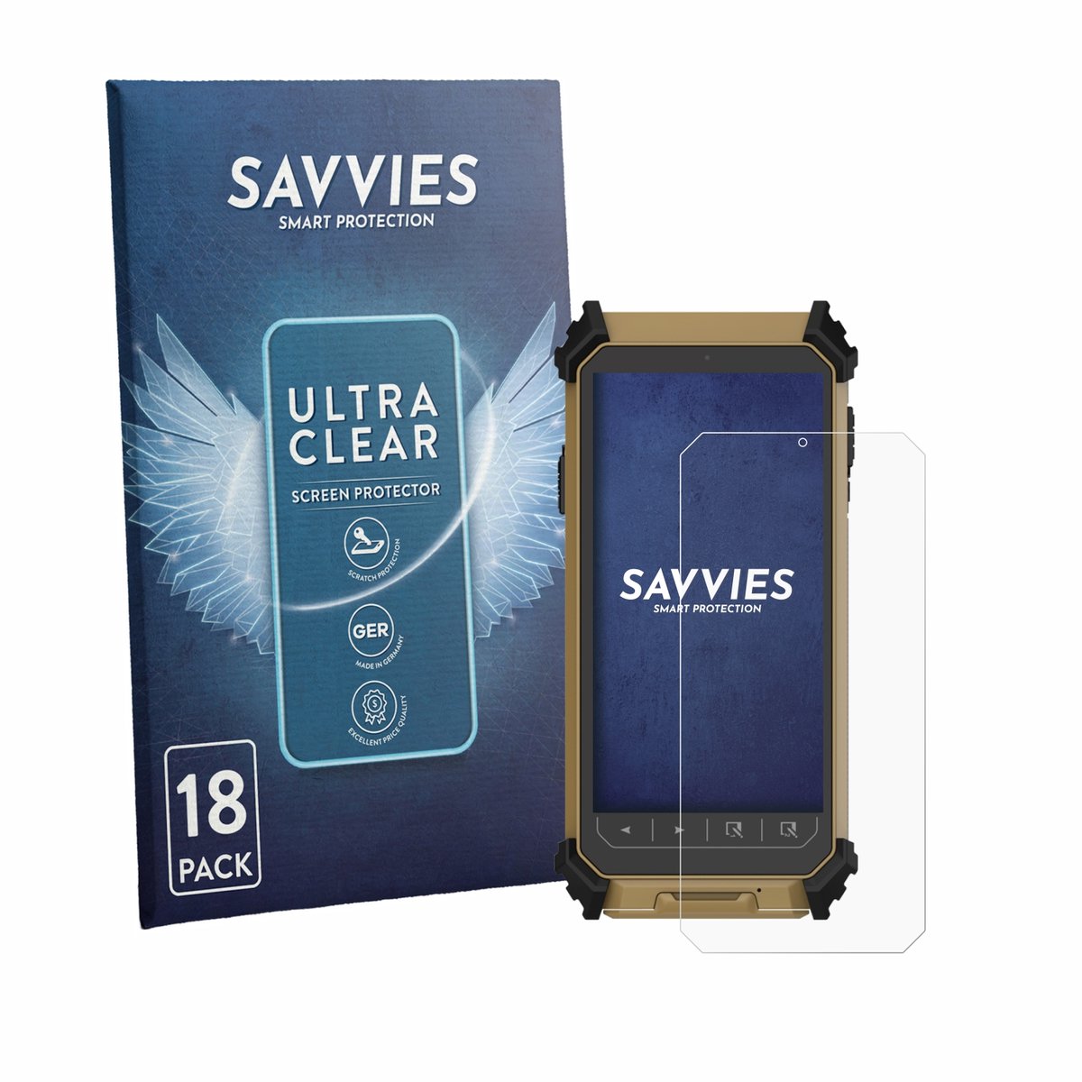 Savvies - Screenprotector voor DT Research DT361DM (Portret-Modus) - Folie Beschermfolie transparant 18 Stuks