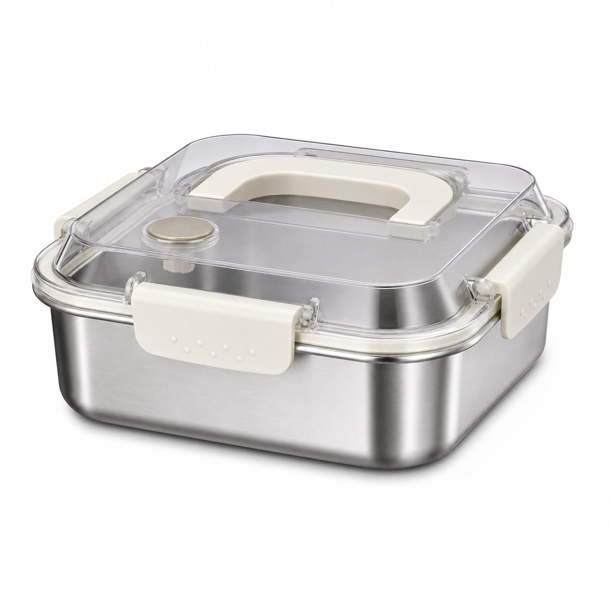 VHV - RVS Lunchbox 1200 ml - Luchtdichte Vershouddoos met Handvat en Ventiel - Voor Kantoo