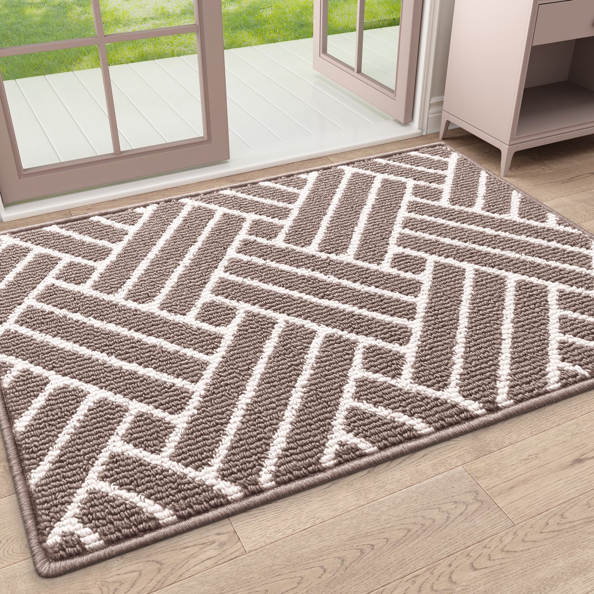 Olanly - Deurmat - Binnenmat - Makkelijk schoon te maken en vuilafstotend - Opname van water en antislip - 50x80 cm - Bruin
