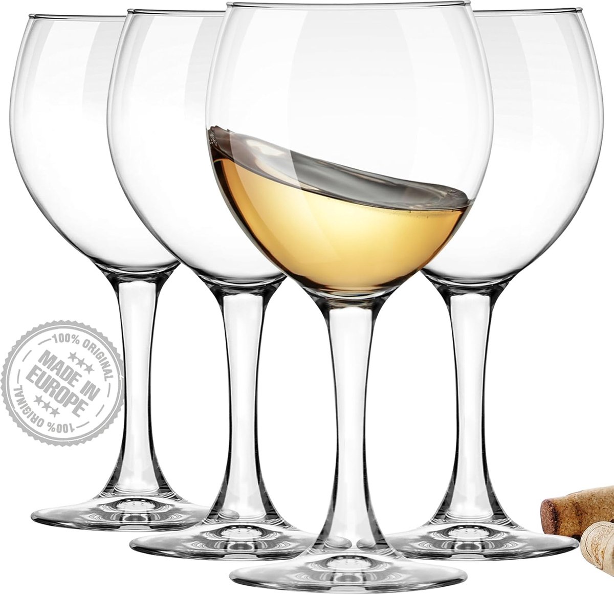 Thijox - CRYSTALIA Premium Wijnglazen Set van 4, 360ml, 100% Loodvrij & Cadmiumvrij, Vaatwasserbestendige Korte Wijnglazen voor Thuis, Feesten, Restau