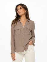 Vero Moda Blouse Vmbumpy L/s Shirt New Wvn Noos 10275283 Cocoa Brown/pumice Stone Dames Maat - XL