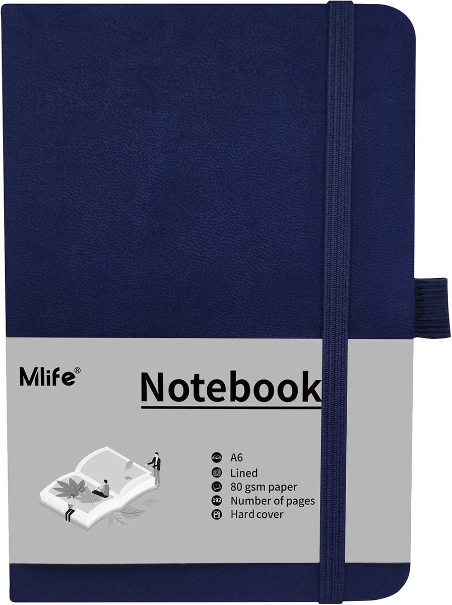 Mlife A6 Klein Journal Notitieboek, 192 Pagina's, A6 Notitieboeken, Mini Hardcover Met Elastische Sluitband En Vouwtas - ShopVlot
