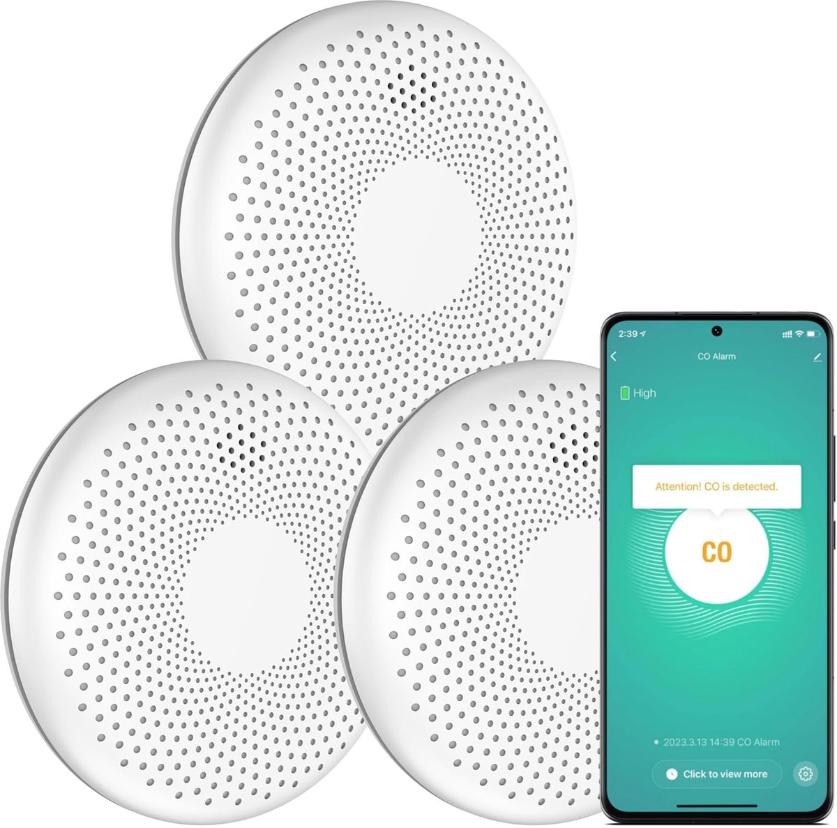 SnelShoppen - Aroha Smart Connect 3-in-1 WiFi Rook & CO Detector - 10 Jaar Batterij - Slimme App Tuya & Smartlife - Voor Thuis & Veiligheid