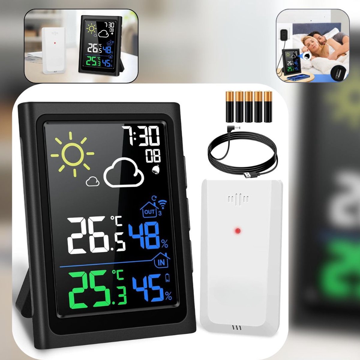CLVP® Weerstation Binnen en Buiten - Hygrometer Draadloos - Luchtvochtigheidsmeter
