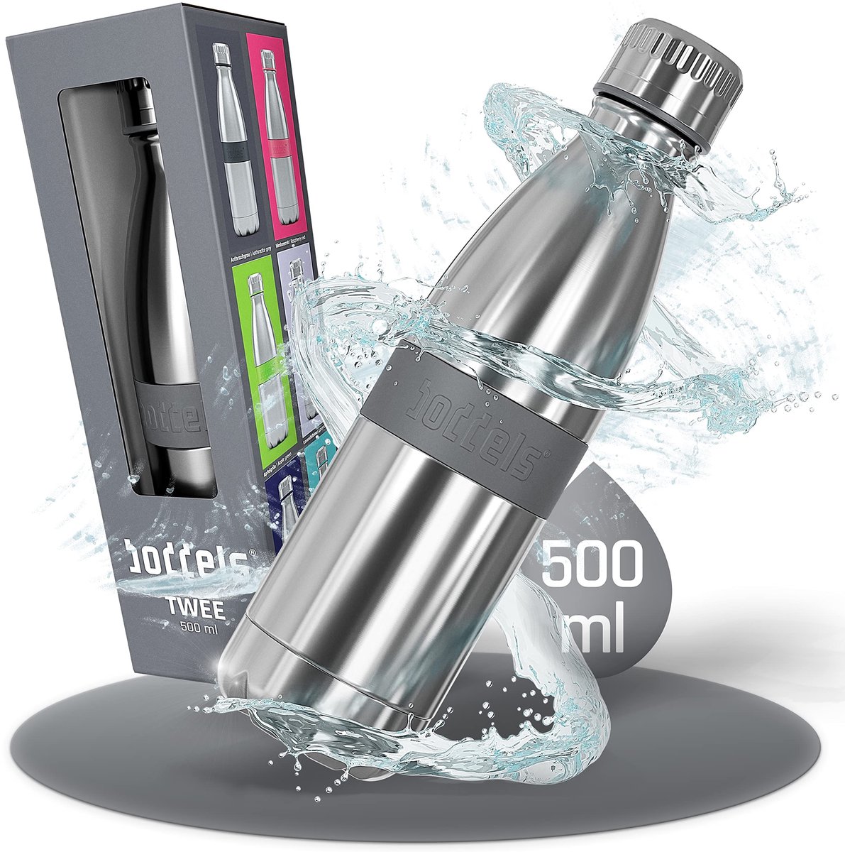 SnelShoppen - Dubbelwandige Isolatiefles Roestvrij Staal 500 ml met Antislip Handgreep - Kindvriendelijke Drinkfles voor Buiten, Camping, Sport en Sch