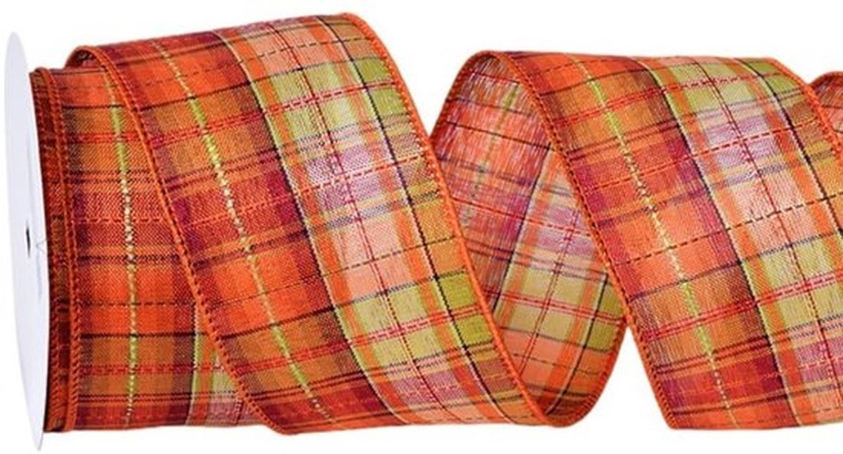Cadeaulint 9 m x 6,3 cm - Geruit Lint - Decoratieband - Knutselbanden - Verpakkingband - Hoogwaardig Polyester - Decoratielint
