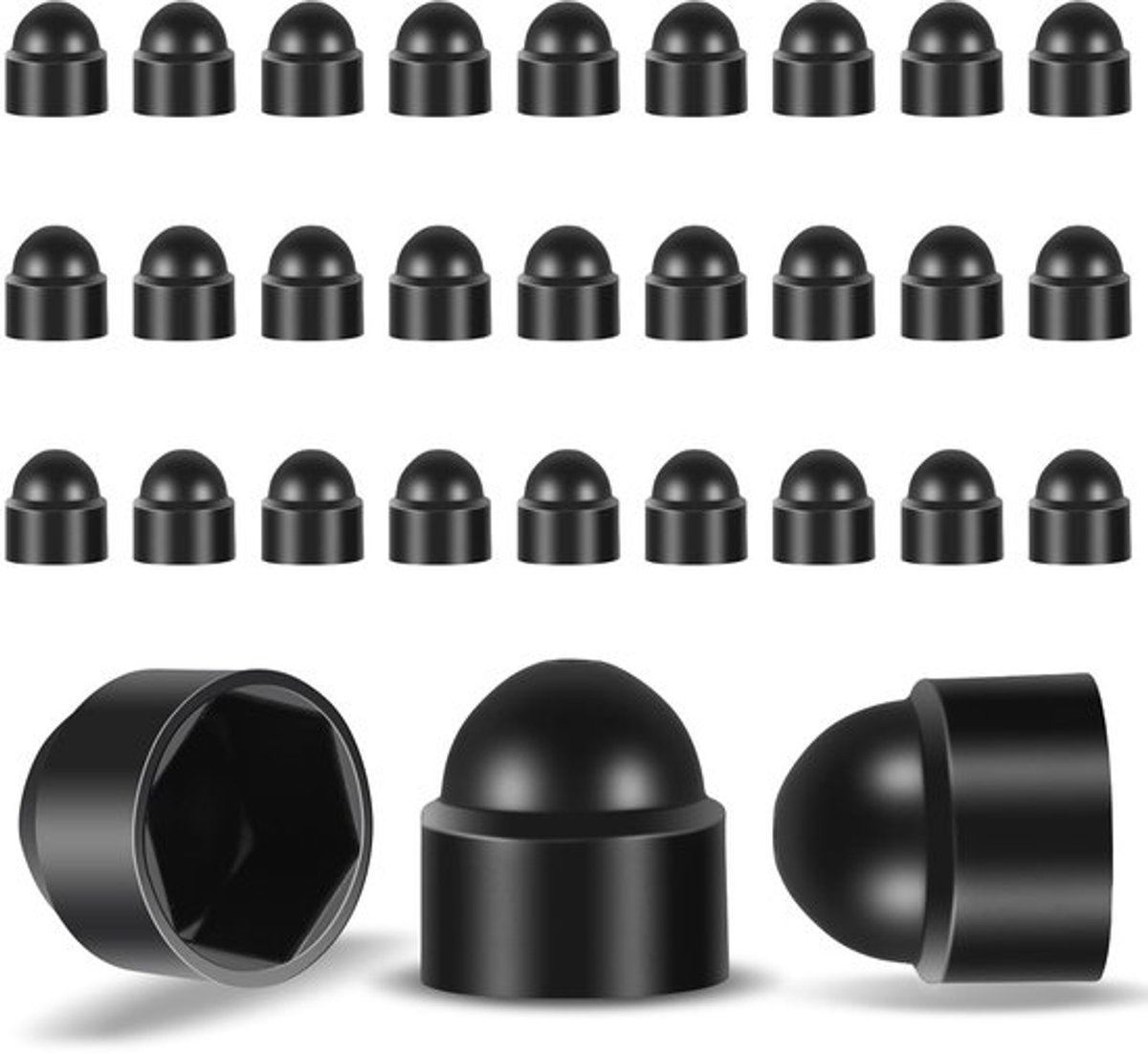 - Zeskant beschermdoppen - Kunststof schroefafdekking - 30 stuks - Zwart - M6 schroefdoppen - Perfect voor moeren en schroeven - Ideaal voo...