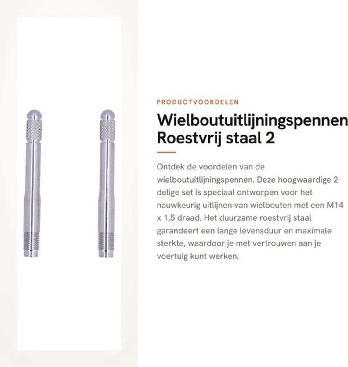 Wielboutuitlijningspennen Roestvrij Staal - 2 Stuks - M14 x 1,5 Draad - Geschikt voor Diverse Automodellen - Eenvoudige Installatie - Duurzaam en Sterk - Wieltap