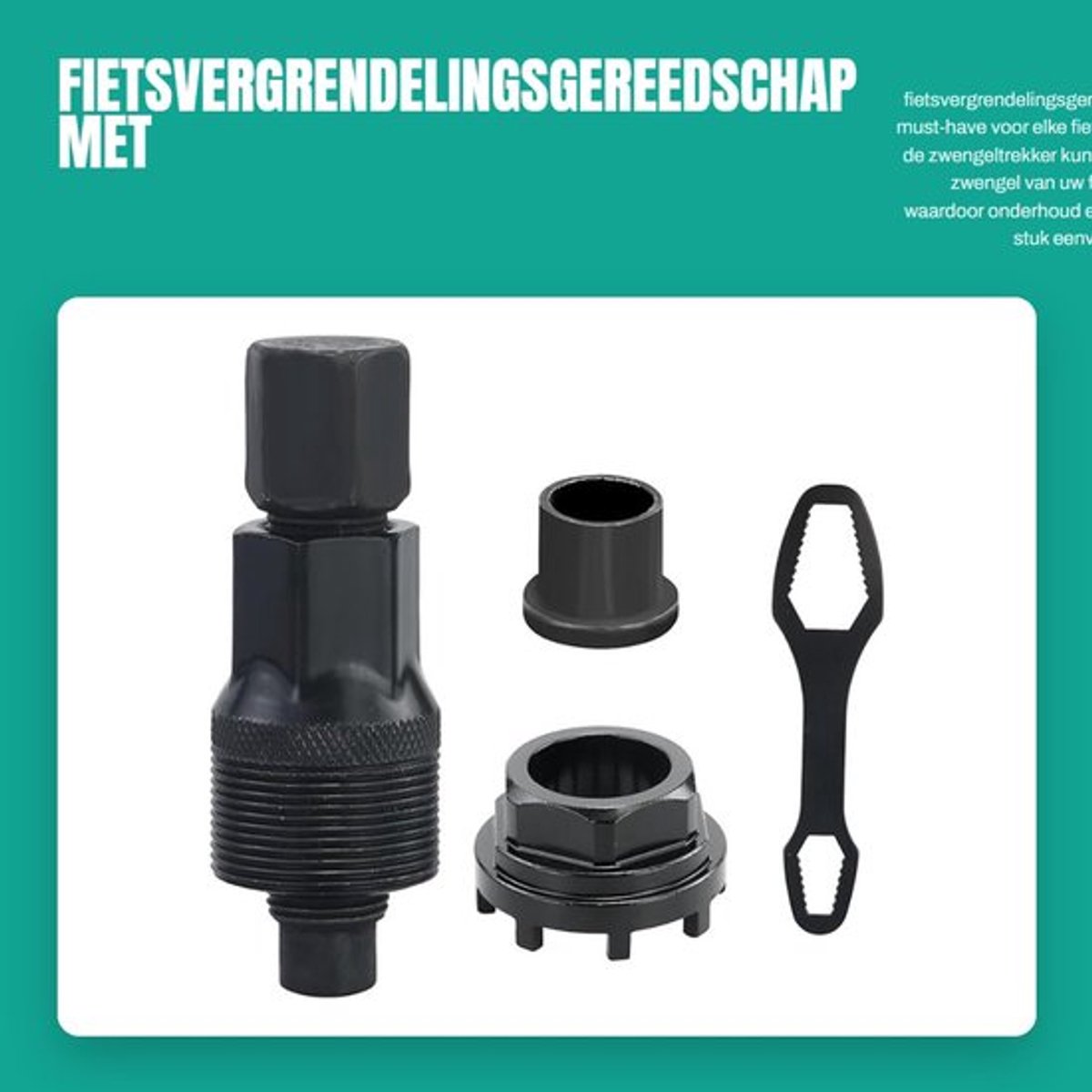 Zwengeltrekker 42 mm - Trapasslagergereedschap - Cranktrekker - Fietsvergrendelingsgereedschap - Koolstofstaal - Inclusief ringsleutel