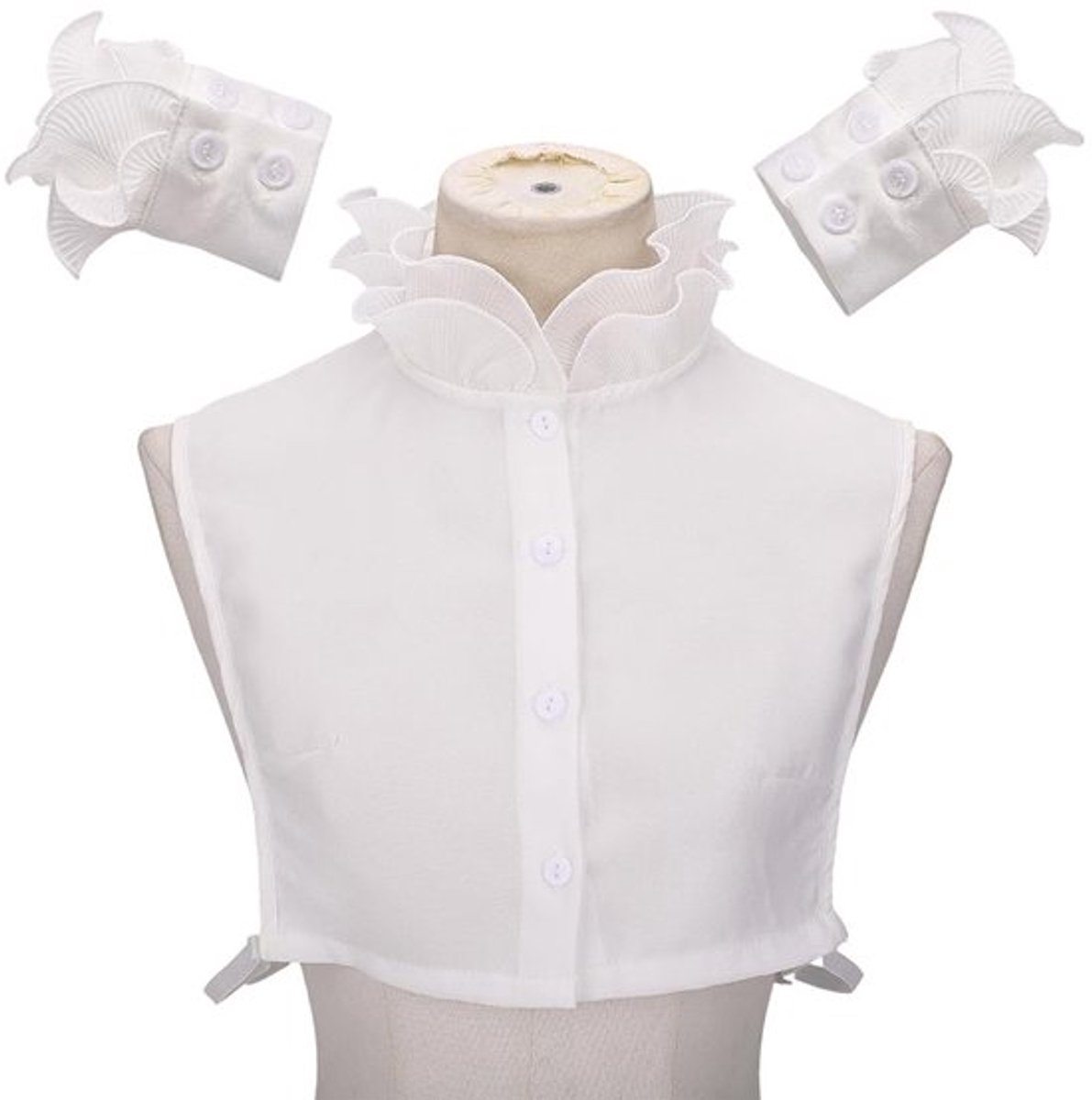 Hemdkraag Afneembaar - Dubbellaagse Mouwset - Polyester Kleding - Naaien Applicatierand - DIY Kledingset - Geschikt voor Creatief Gebruik - Kraagset