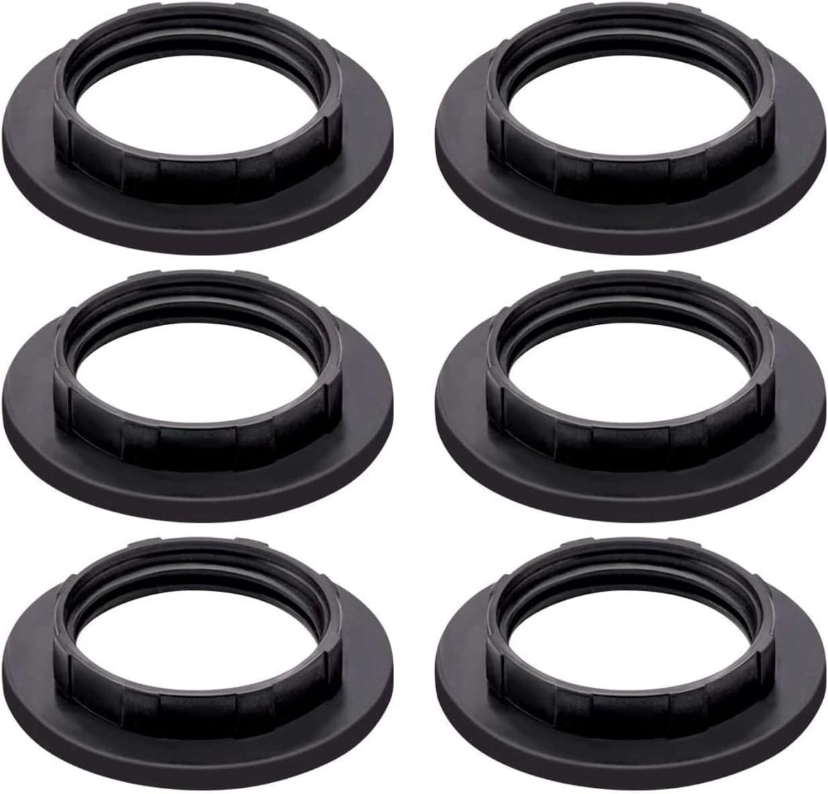 SnelShoppen - 6x E14 Lampenkap Bevestigingsring Converter - Zwarte Plastic Lamp Houder Vervangring - Vuurvast en Temperatuurbestendig - 42x28x7mm