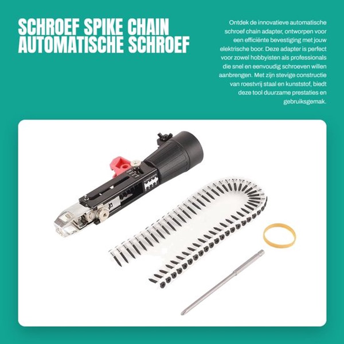 Schroef Spike Chain - Automatische Schroef Chain Adapter - Voor Elektrische Boor - Handig en Efficiënt - Voor Klusser en Doe-Het-Zelf