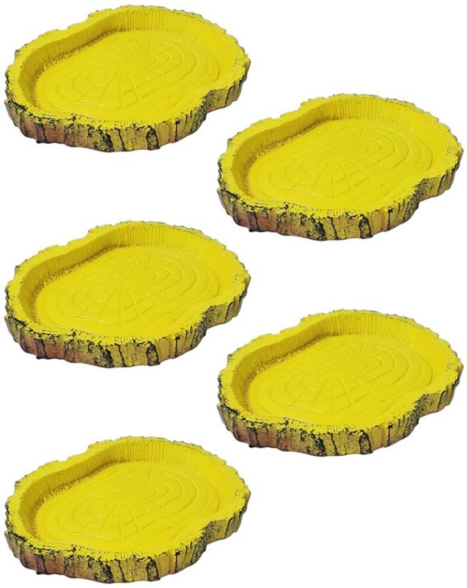 Voederbak - Veilig, niet-giftig - Voederbak voor hagedissen - Voederbak voor reptielen - Lichtgewicht - 5 stuks - Natuurlijk realistisch ontwerp - Reptielenvoerbak
