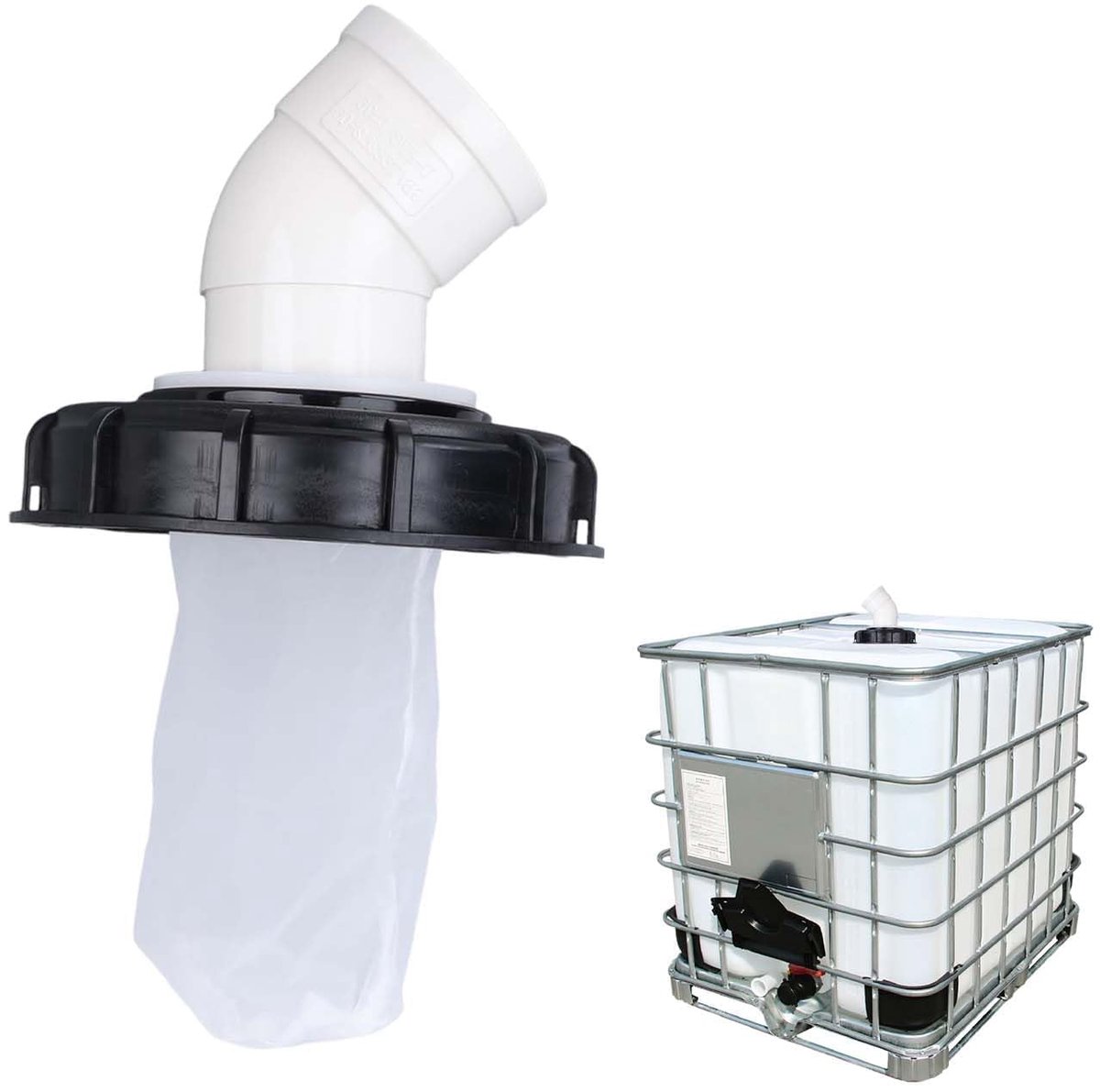 SnelShoppen - IBC Dekfilter Regenwaterfilter 45 Graden Nylon 165 mm, IBC Dekselfilter voor Regenwatertankvaten en IBC-Containers, Perfect voor Tuin en