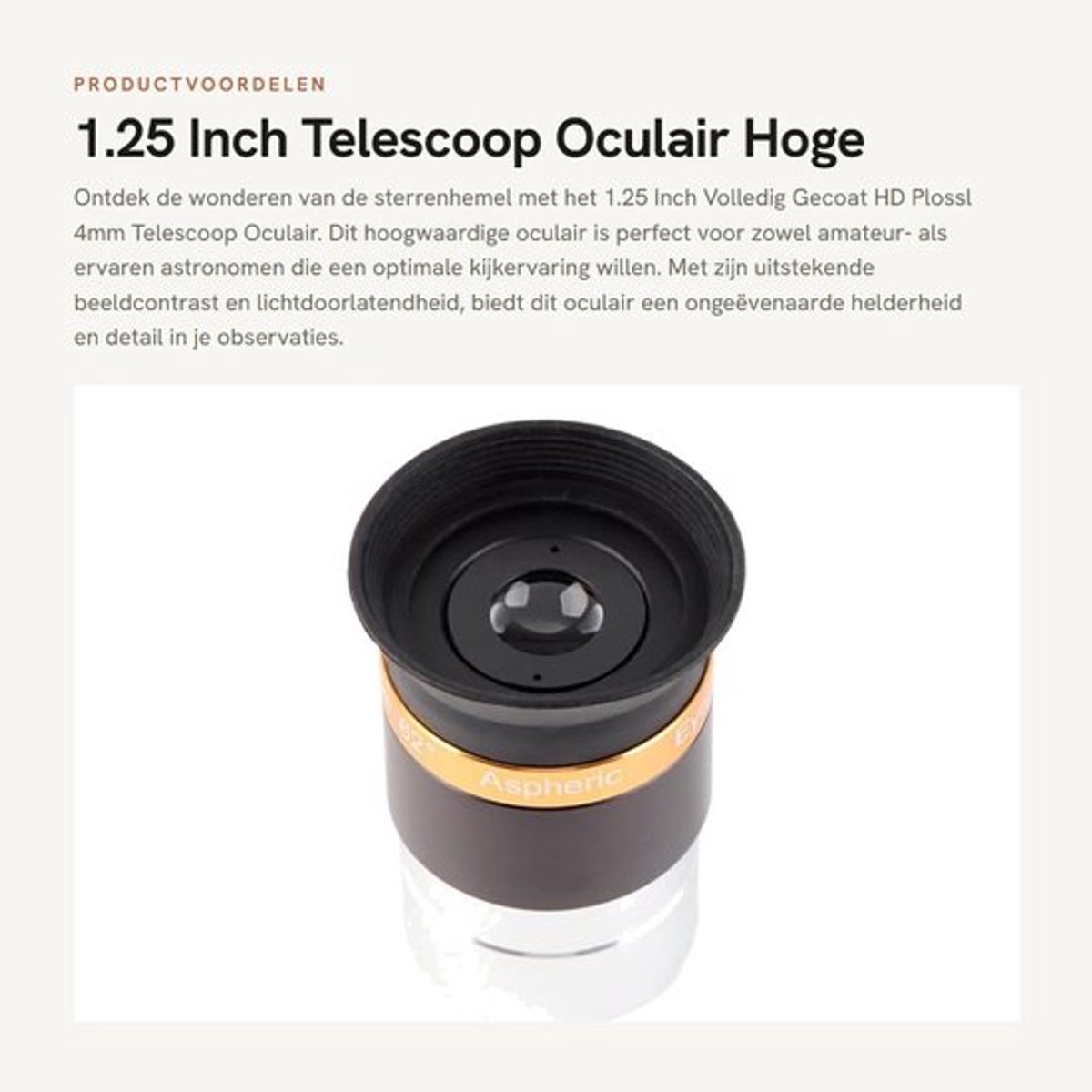 Telescoop Oculair 4mm - Volledig Gecoat HD - Hoge Helderheid - Geschikt voor 1.25 inch - Metaal/Optisch Glas - Verbeterde Kijkervaring