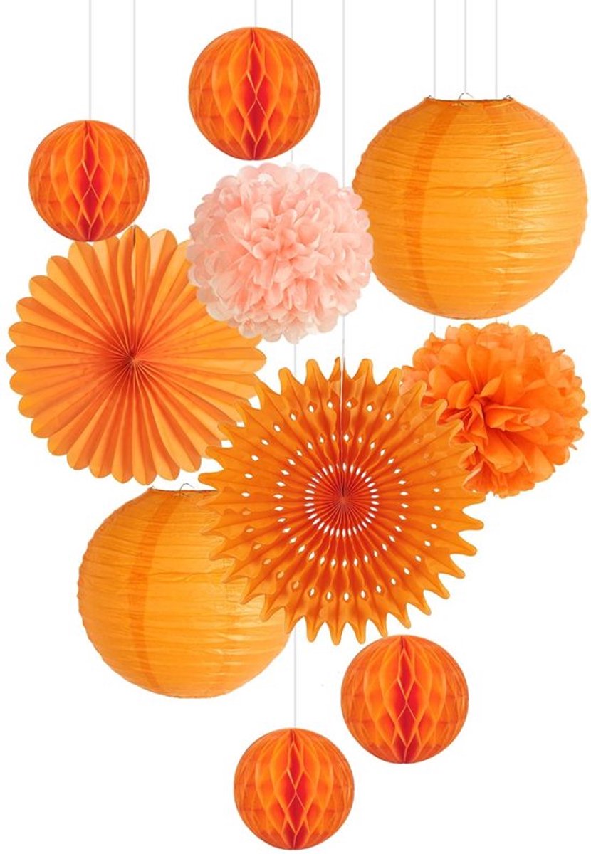 Lantaarns Set van 9 - Papieren Lantaarns - Feestdecoratie - Tafeldecoratie - Wanddecoratie - Eenvoudig te Monteren - Hoogwaardige Stof