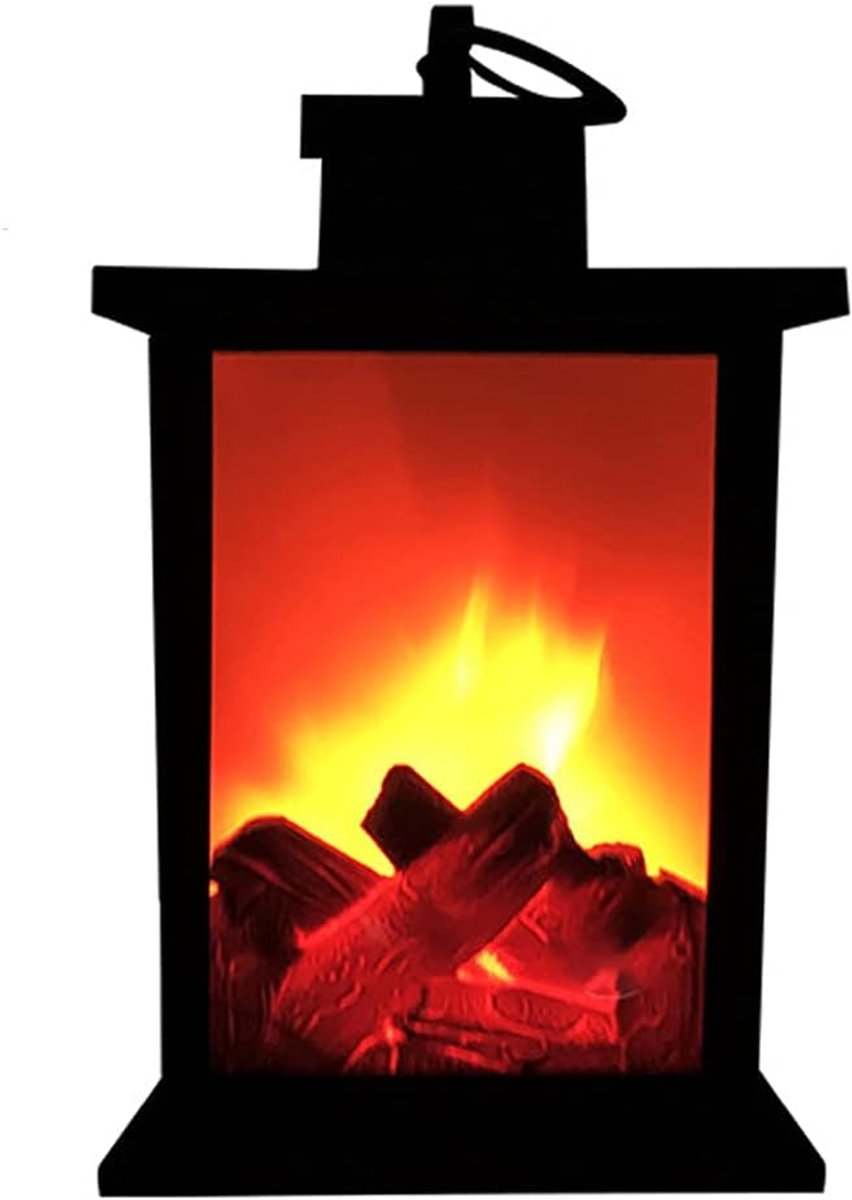 SnelShoppen - LED Fireplace Lantern - Flameless Table Fireplace met Realistisch Vlam Effect - Perfect voor Binnen en Buiten - 14 x 24 cm - Decoratieve