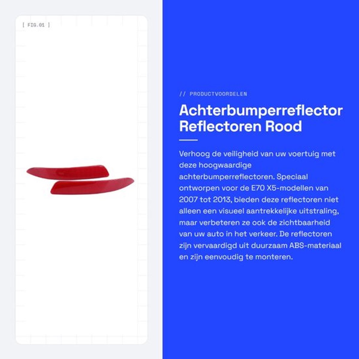 Achterbumperreflector Rood - Compatibel voor E70 X5 2007-2013 - ABS-schaal - PC-lens - Paar (links + rechts) - 21x3,5 cm - Reflector