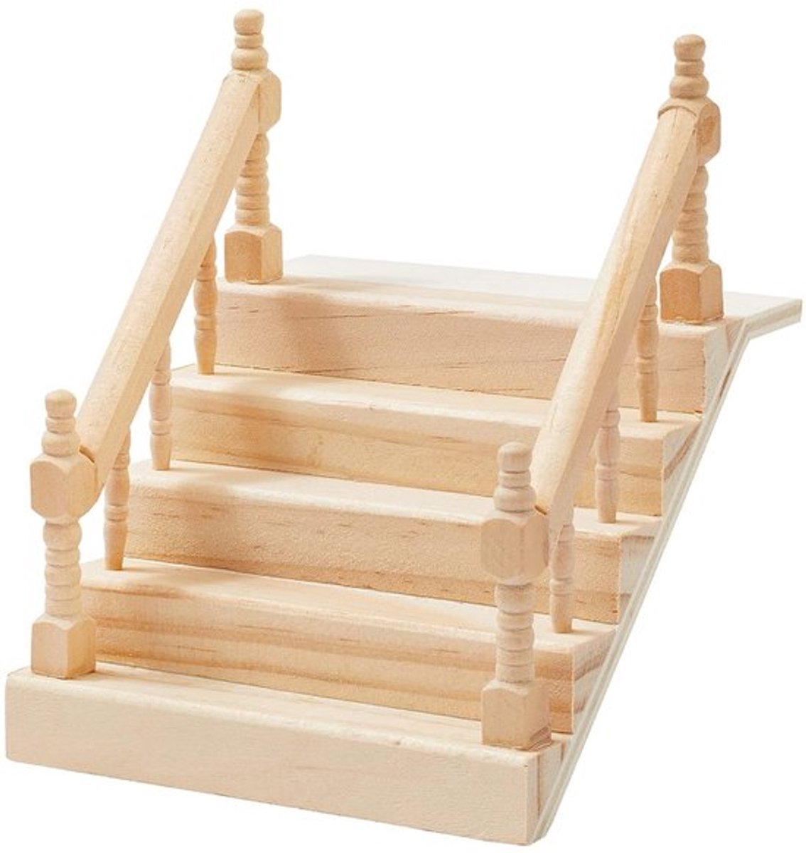 Miniatuurtrap met Leuning 12x10,5x6cm - Trapaccessoires - Houten Trapmodel - Miniatuurlandschapsaccessoires - Poppenhuisdecoratie - Geschikt voor Knutselprojecten - Poppenhuisladder