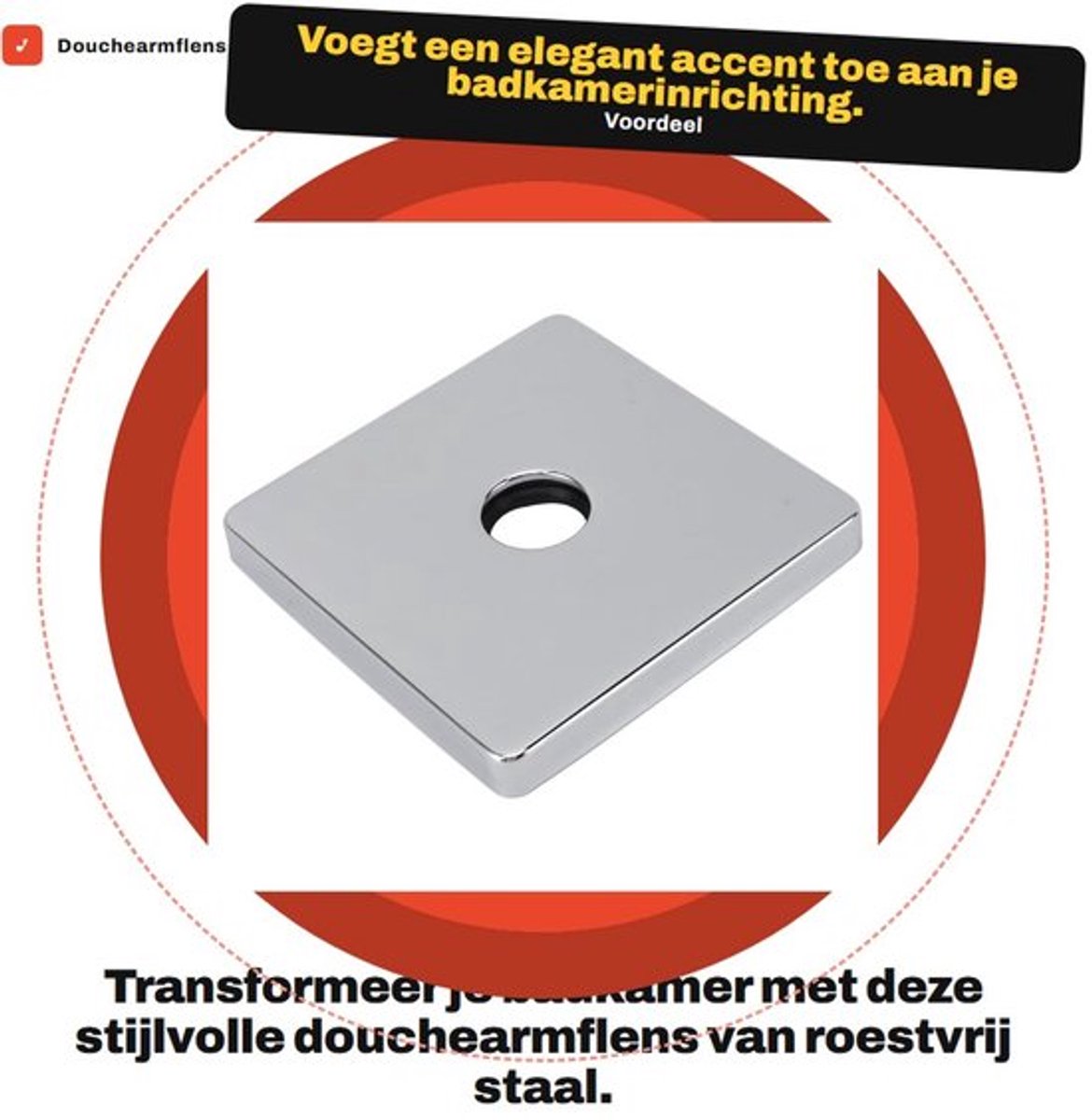Douchearmflens Extra Groot - Roestvrij Staal - Universele Pasvorm - Decoratieve Afdekplaat - Duurzaam - Eenvoudige Installatie