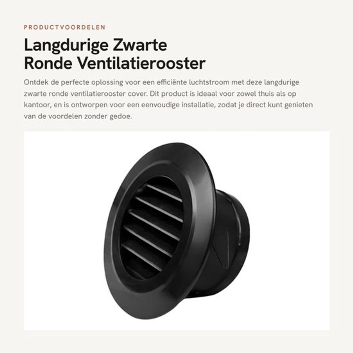 Ventilatierooster Zwart 100MM - Ronde Afdekking - Eenvoudige Installatie - Duurzaam ABS Kunststof - Afneembaar Paneel - Efficiënte Luchtstroom - Luchtrooster
